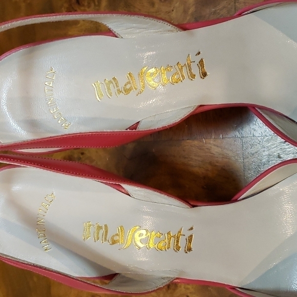 VINTAGE Maserati Coral Leather SlingBack Heels New in Box 8AAA Narrow Beautiful! - Picture 5 of 16